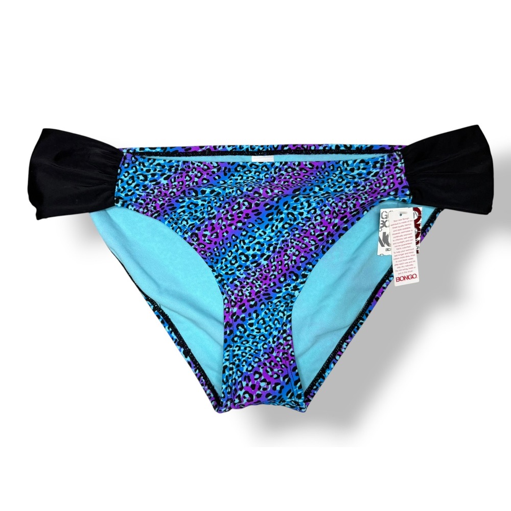 Vtg Y2K BONGO Juniors XL Bikini Bottom Swimsuit Colorful Leopard Print NEW